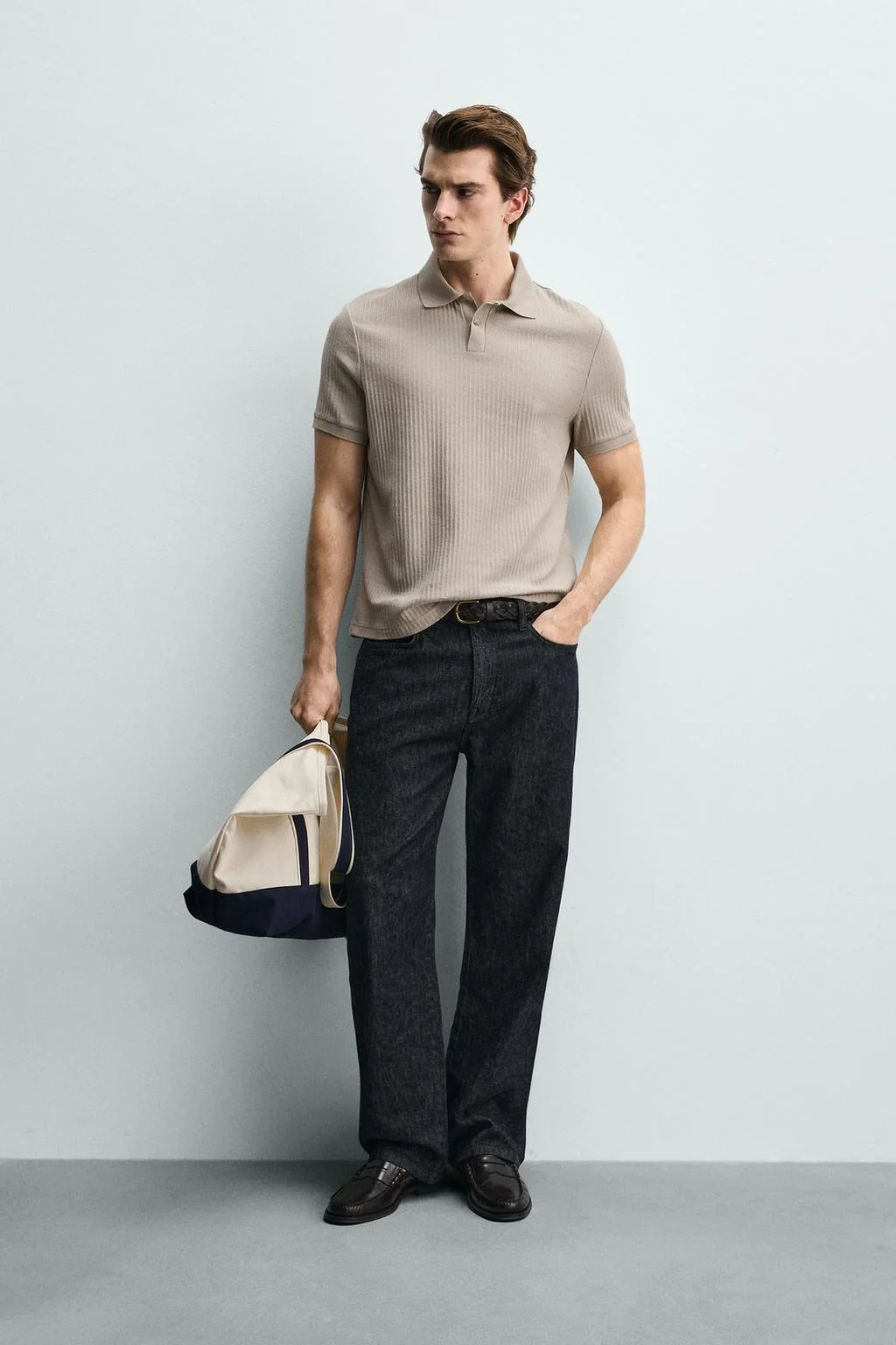 РЕБРИСТЫЙ ТРИКОТАЖ ПОЛО С РЕГУЛЯРНЫМ СИЛУЭТОМ