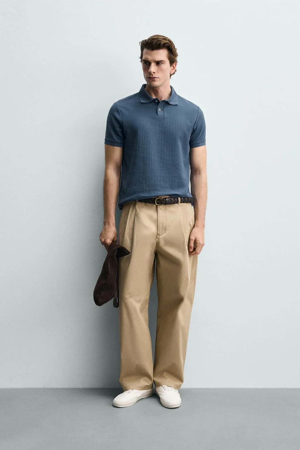 РЕБРИСТЫЙ ТРИКОТАЖ ПОЛО С РЕГУЛЯРНЫМ СИЛУЭТОМ