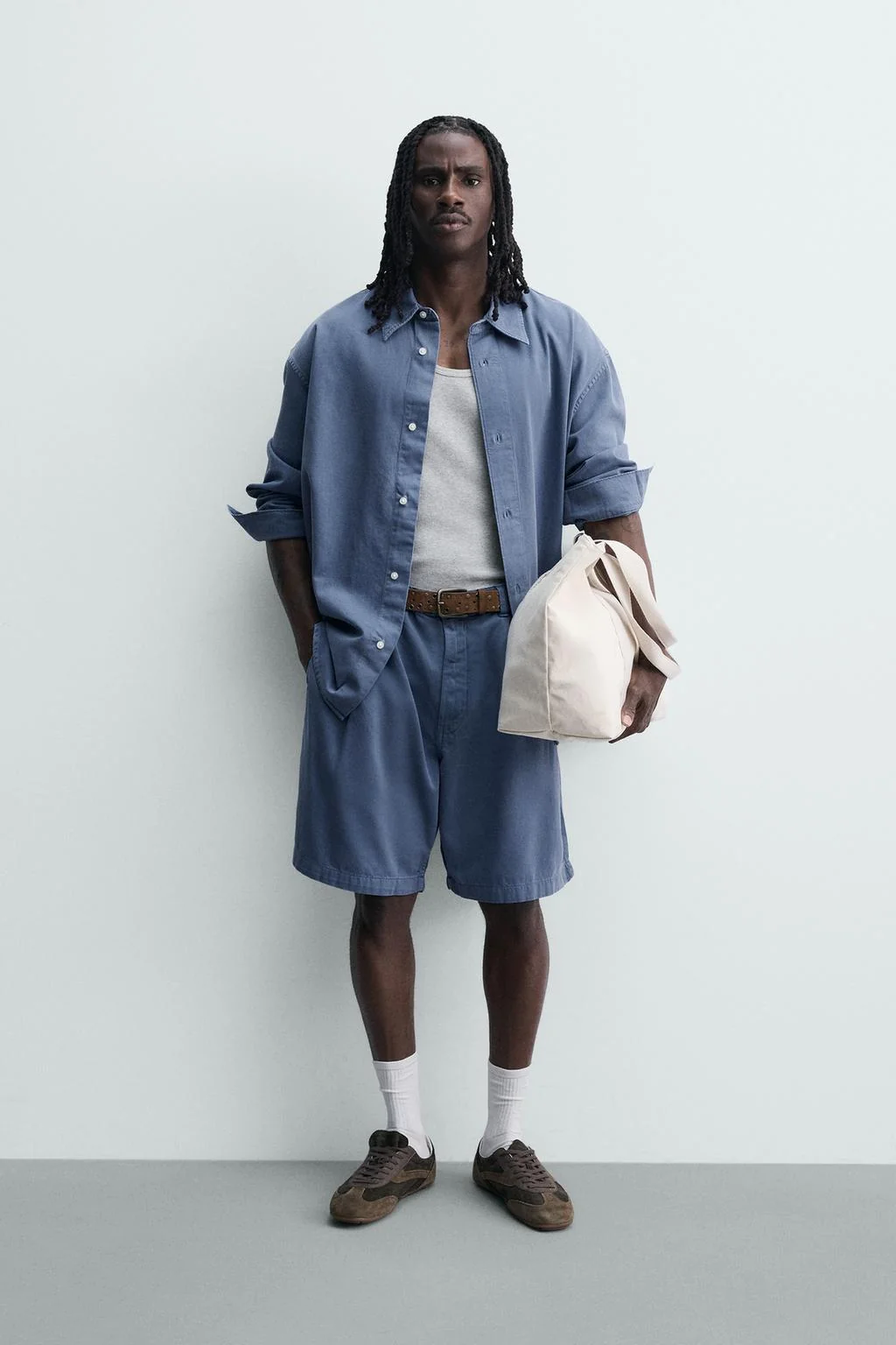 ШИРОКОЕ ПОЛО С РАСШИРЕННЫМ СИЛУЭТОМ ИЗ ДЕНИМА