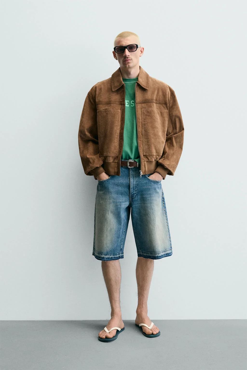 ДЖИНСОВАЯ КУРТКА СВОБОДНОГО ПОКРОЯ ИЗ ИМИТАЦИИ ЗАМШИ