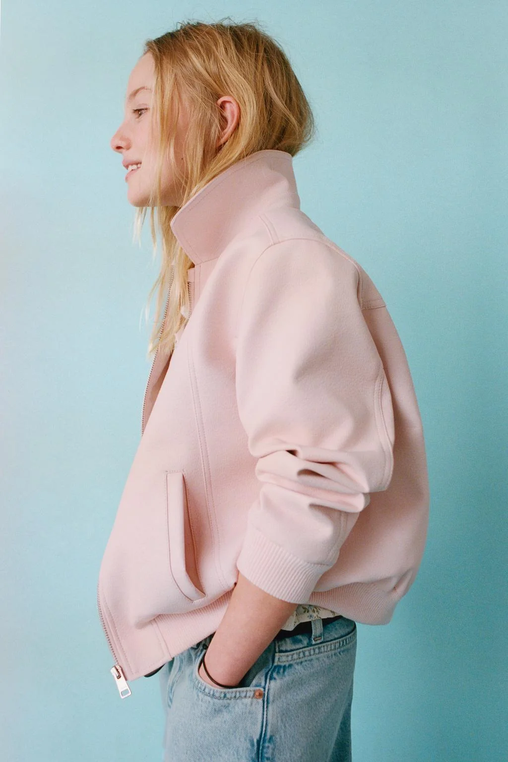 Куртка-бомбер кожаный эффект