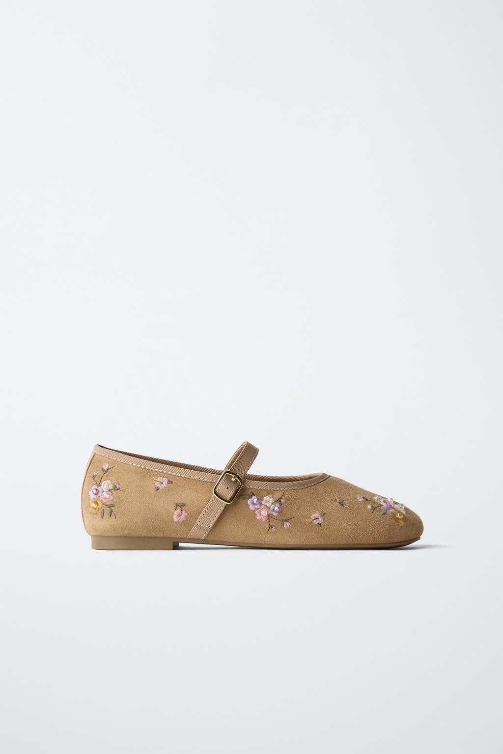 Балетки с вышивкой в цветочном принте