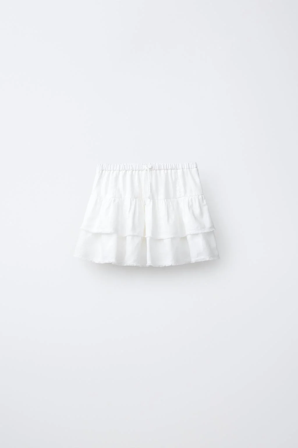 Юбка-шорты с оборками и кружевной отделкой