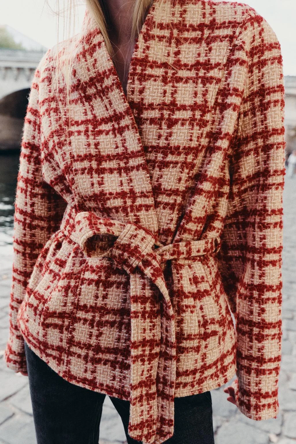 Жакет zw collection из шерстяной смеси с поясом
