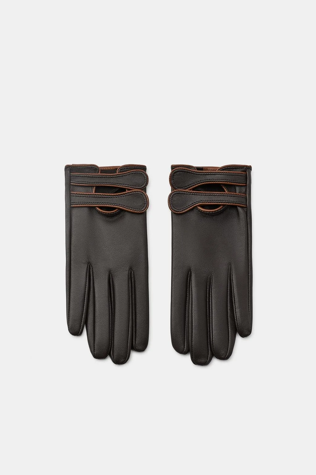 100% кожаные перчатки с двойным ремешком