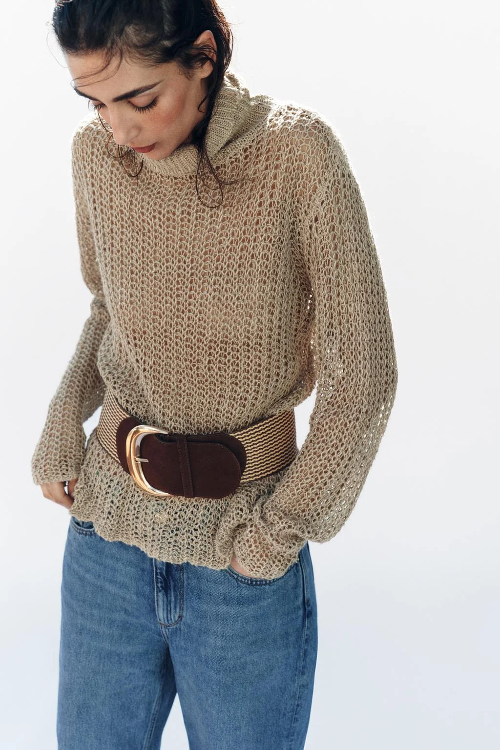 Пояс из замши и рафии с разрезом — Ремни