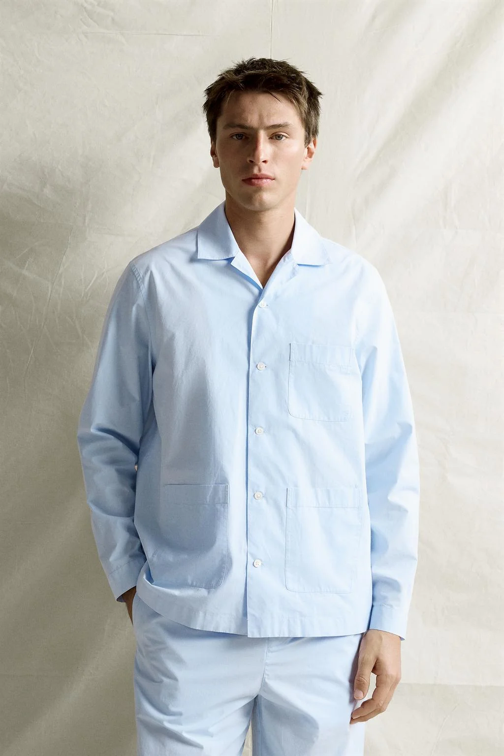Пижамная рубашка из хлопкового поплина