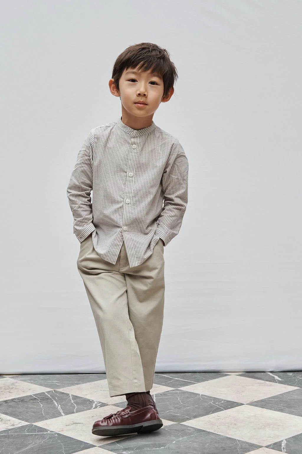 6-10 лет / Рубашка в полоску со стойкой, ограниченная серия