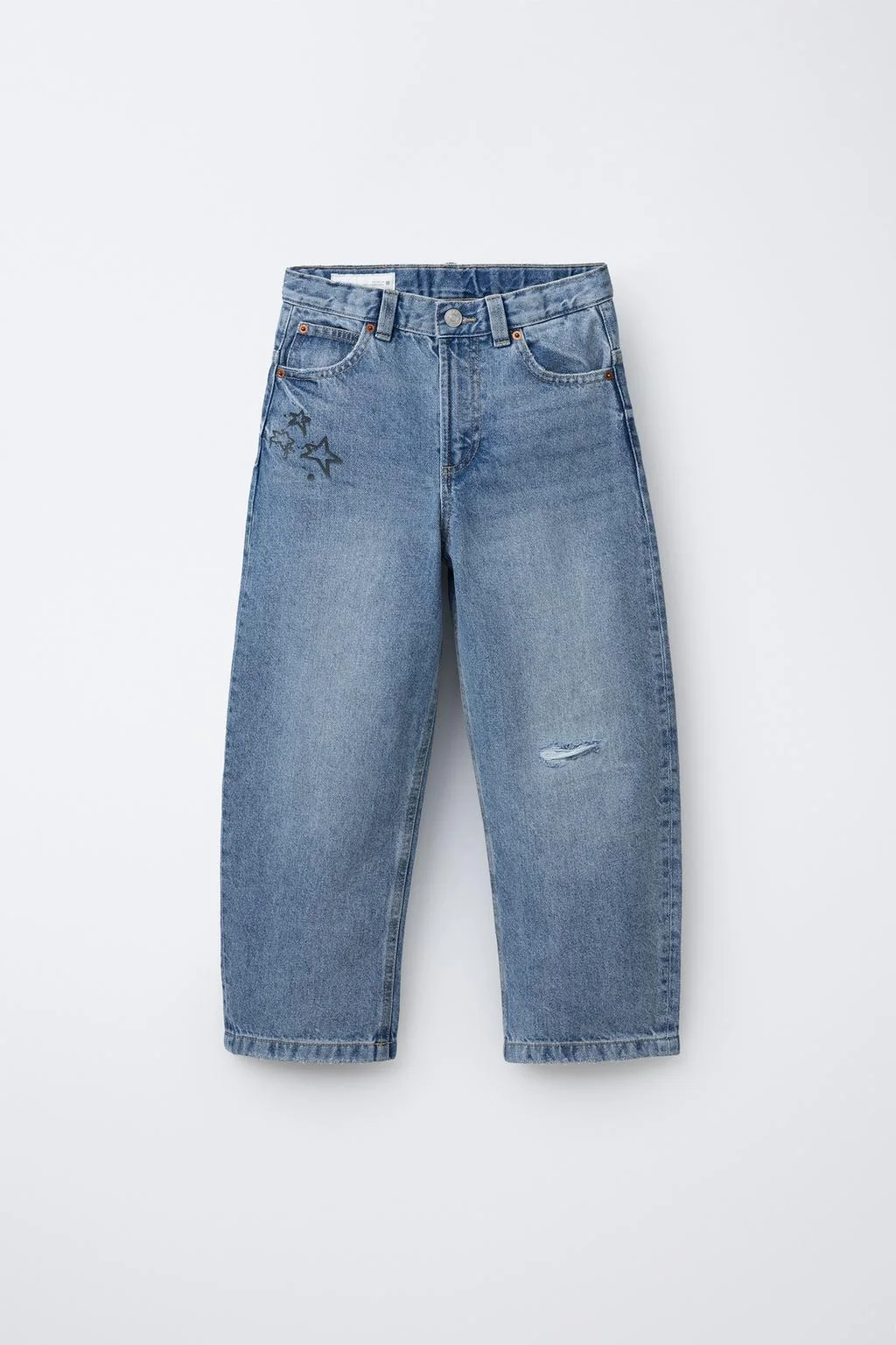 Джинсы бочонок с принтом звёзд