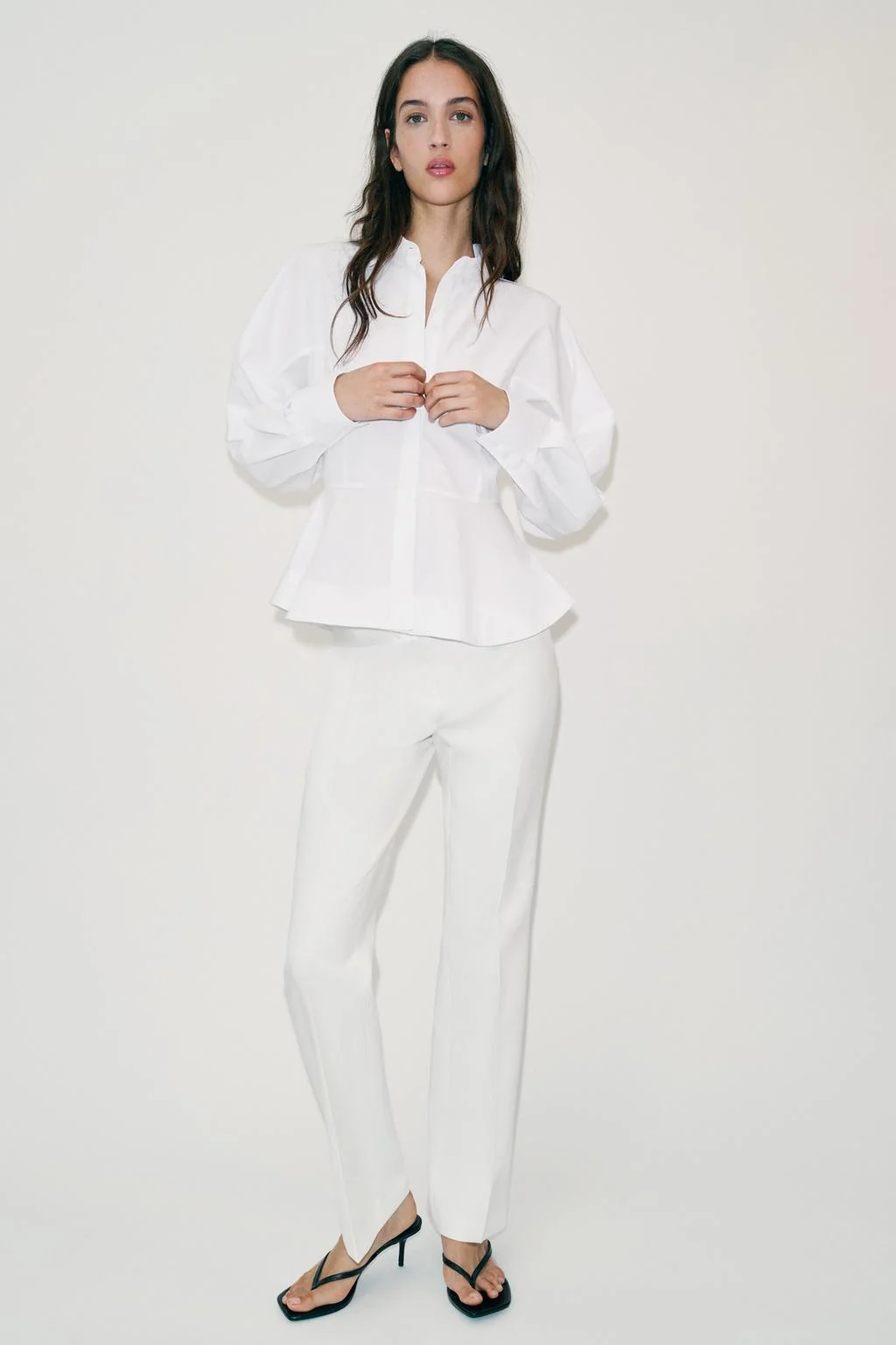 Рубашка из поплина с пеплумом