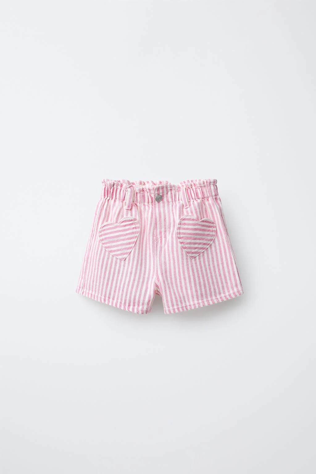 Шорты-бермуды твиловые в полоску с карманами-сердечками — ДЖИНСОВАЯ ОДЕЖДА