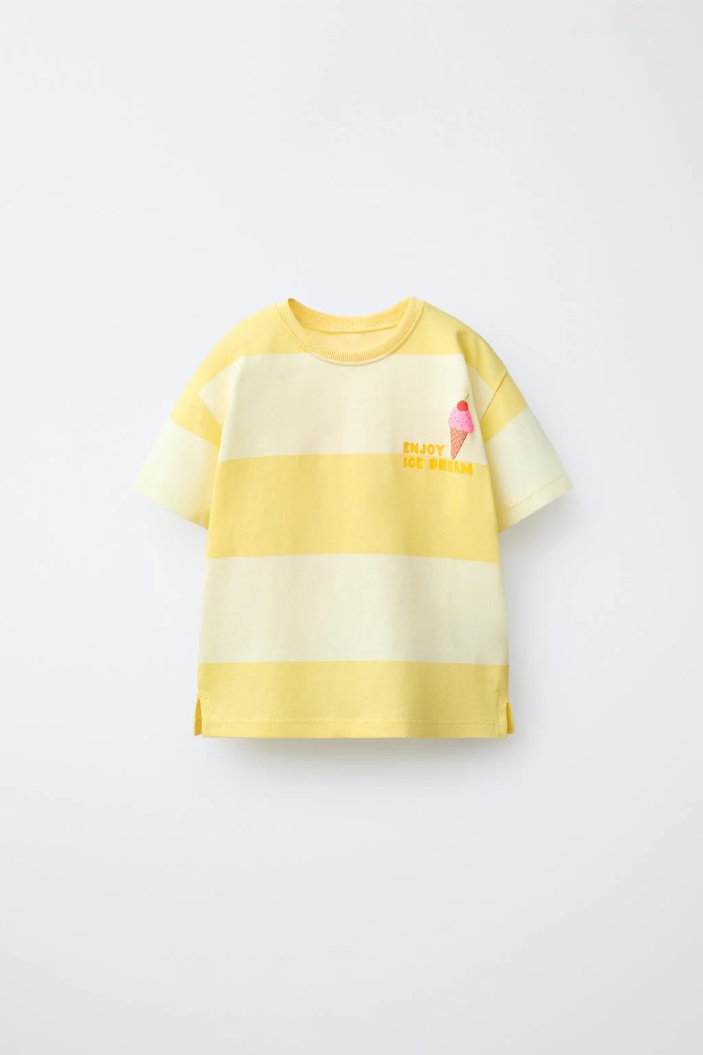Футболка в полоску с рельефным принтом фруктов
