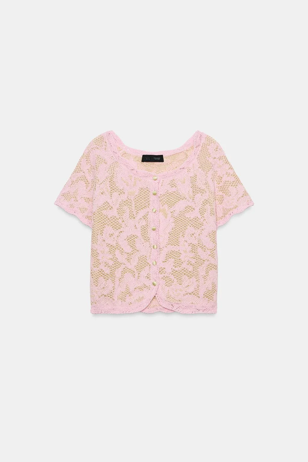 Кардиган с короткими рукавами из жаккардового трикотажа