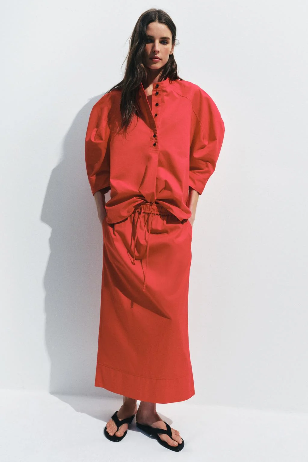 Коллекция ZW Поплиновая миди-юбка