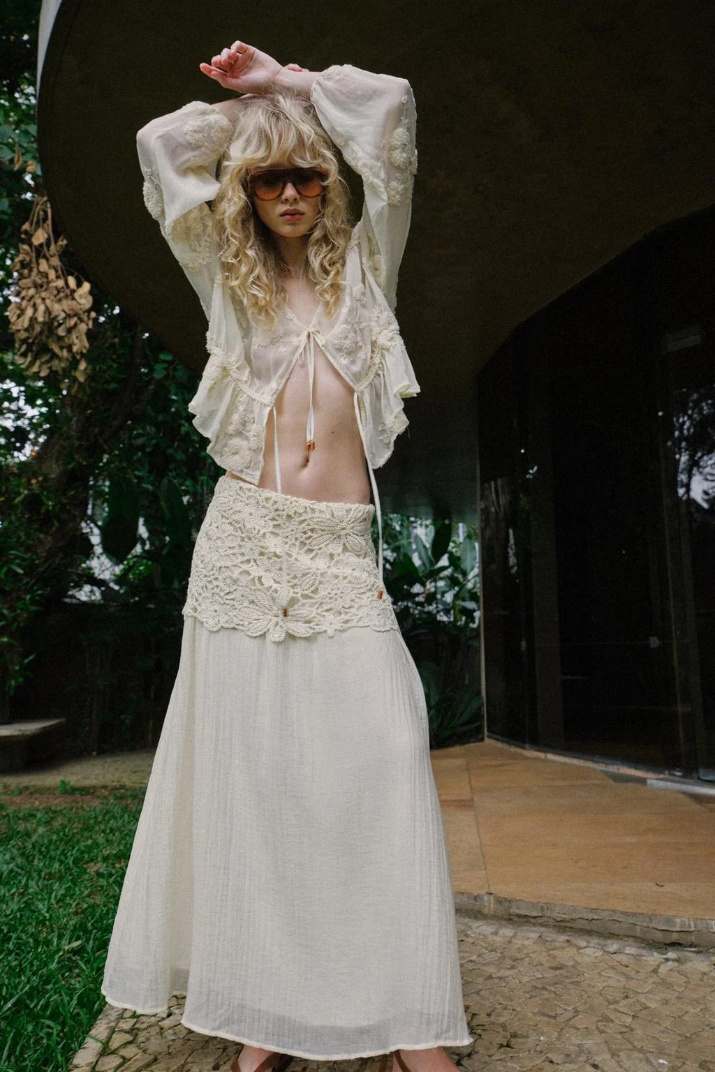 КОМБИНИРОВАННАЯ ВЯЗАНАЯ ЮБКА ДО КОЛЕН