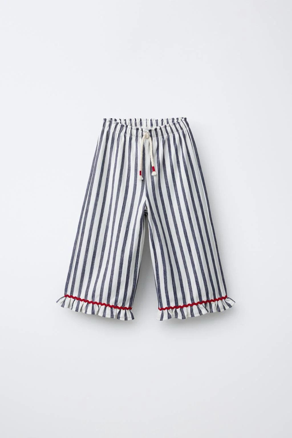 Тканые полосатые брюки с оборкой — Джоггеры