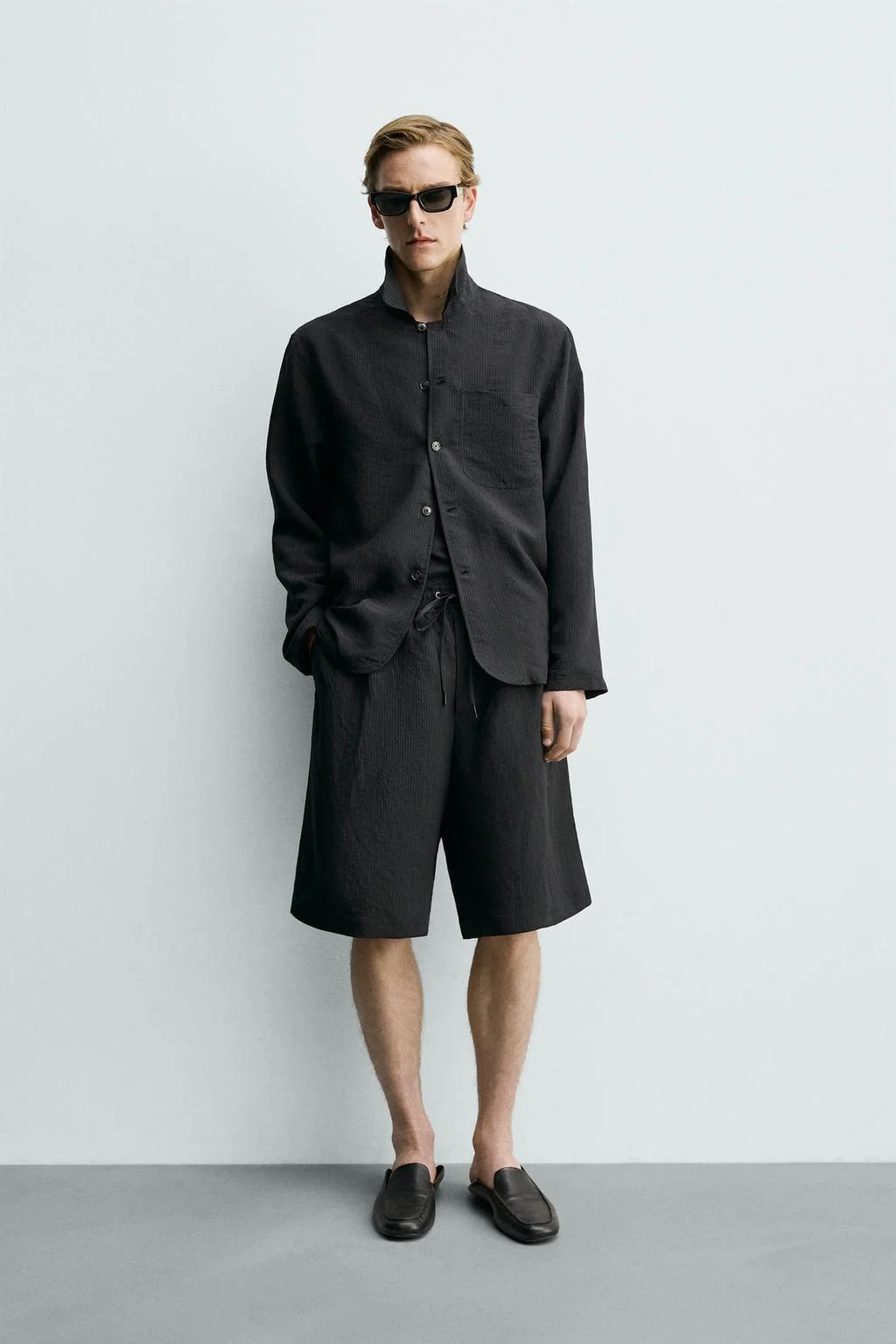 ЖАККАРДОВАЯ РУБАШКА-ОВЕРСАЙЗ В ПОЛОСКУ