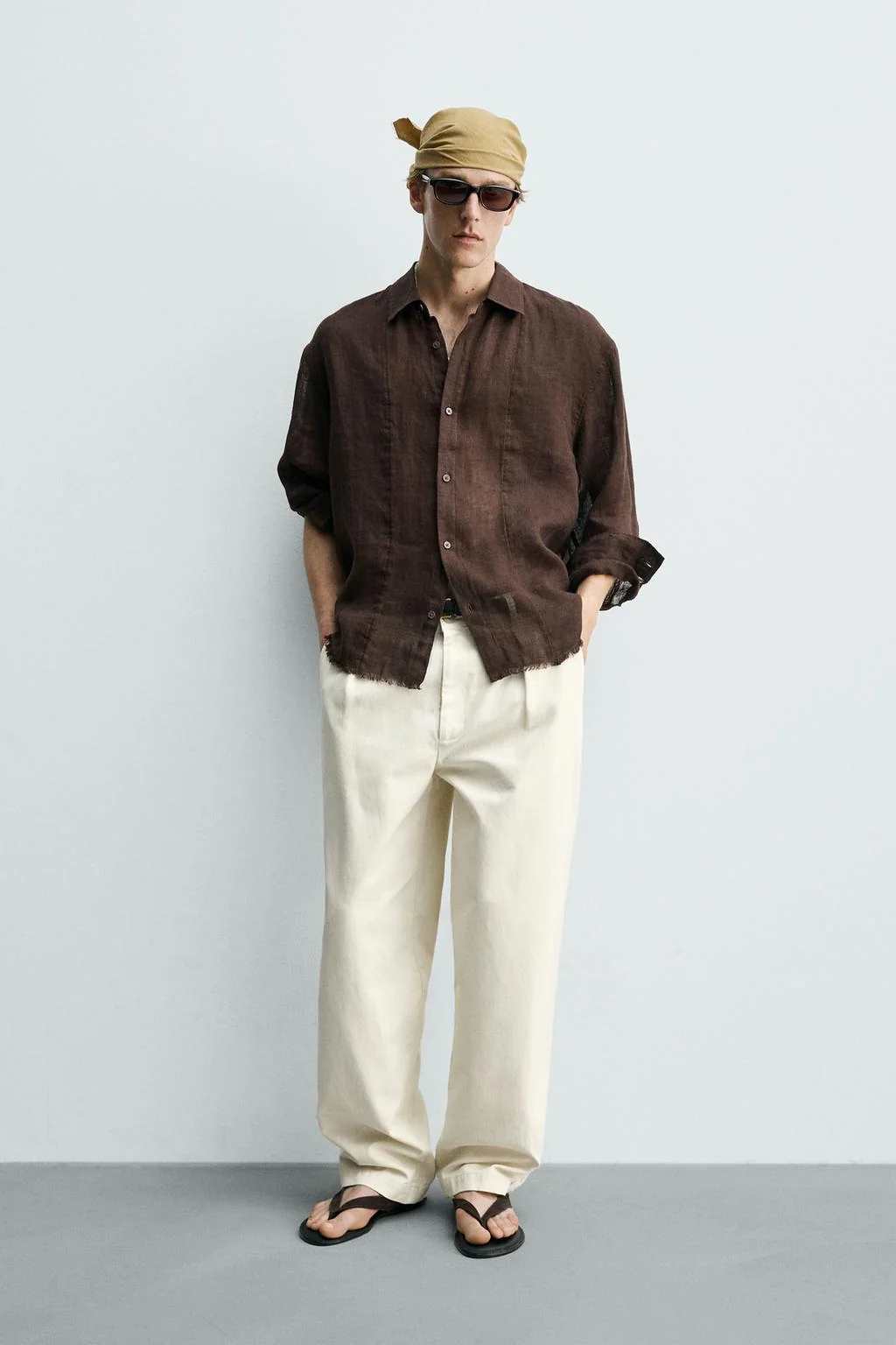 100% ЛЁН ПОЛУПРОЗРАЧНАЯ РУБАШКА