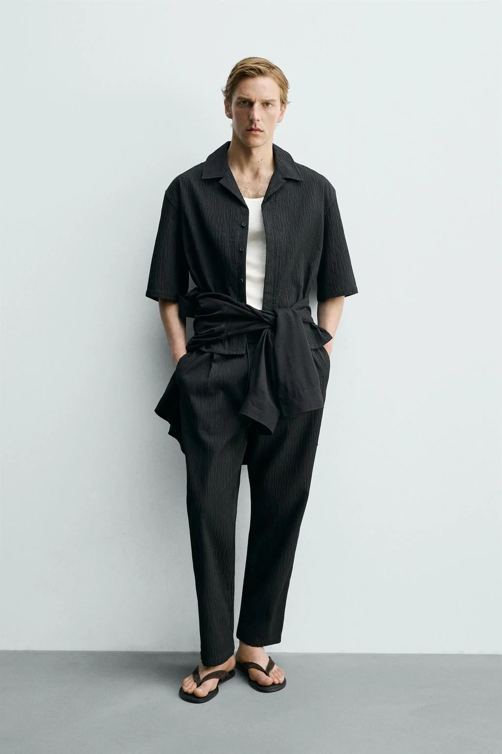 Свободный крой рубашка в технике жаккард