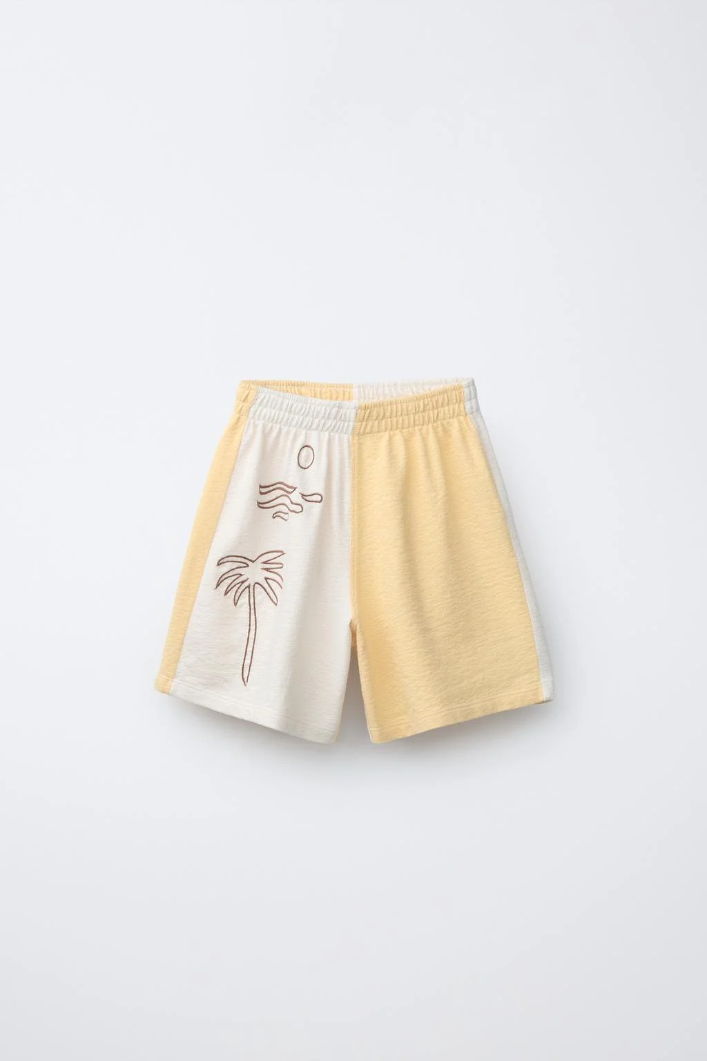 Вышитые шорты-бермуды из трикотажа с цветовыми блоками