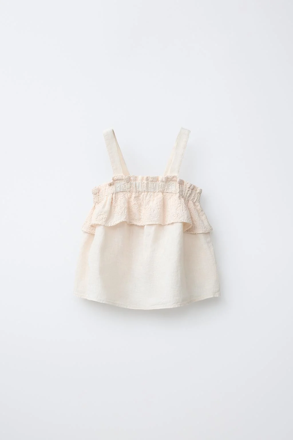 Топ с вышивкой цветочным узором из хлопка и льна