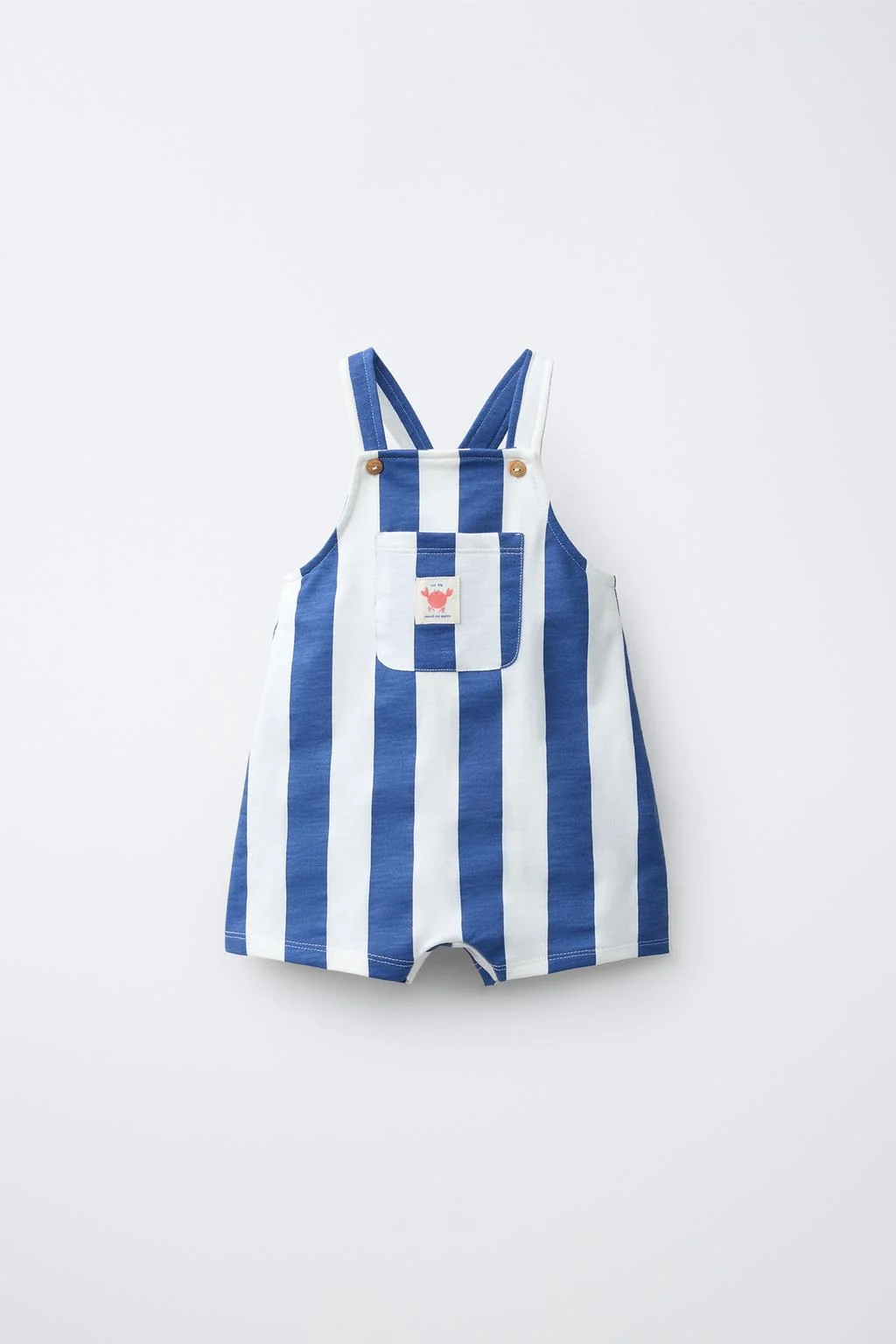 КОРОТКИЕ ШОРТЫ С РЕМНЯМИ В ПОЛОСКУ С НАКЛЕЙКОЙ В ФОРМЕ КРАБА — DUNGAREES | JUMPSUITS