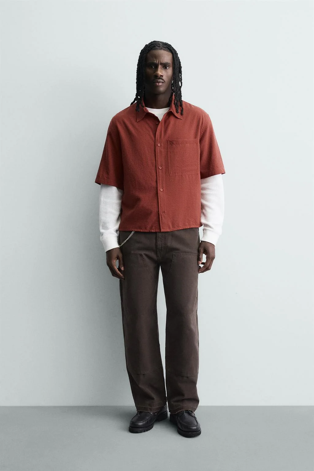 ШИРТ В КЛЕТКУ С МЯГКОЙ ТКАНЬЮ