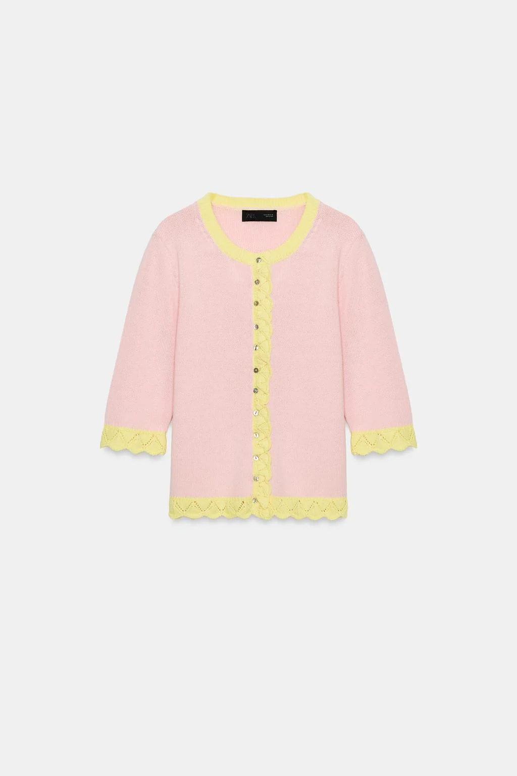 Кардиган из комбинированного трикотажа с узором «поинтель» — THE NEW