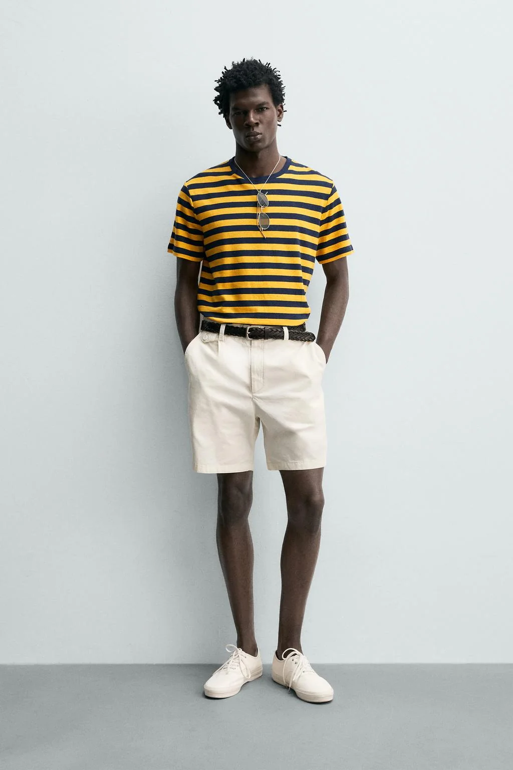 REGULAR FIT PLEATED BERMUDA SHORTS