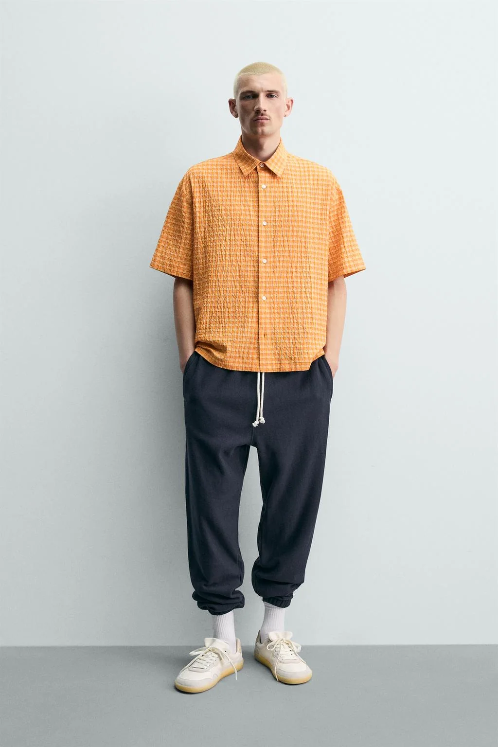 RELAXED FIT TEXTURED CHECK SHIRT
