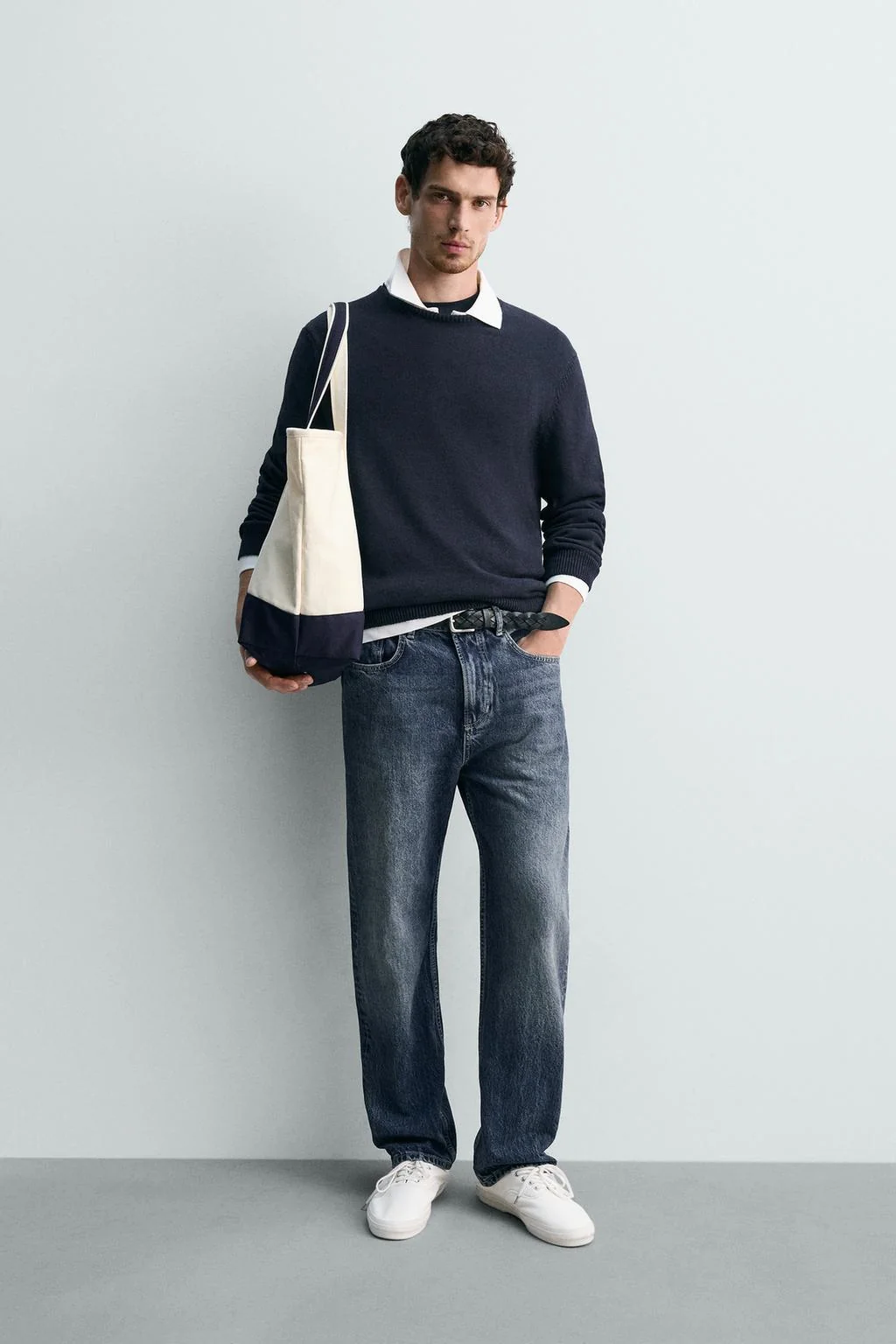REGULAR FIT COTTON-LINEN JUMPER