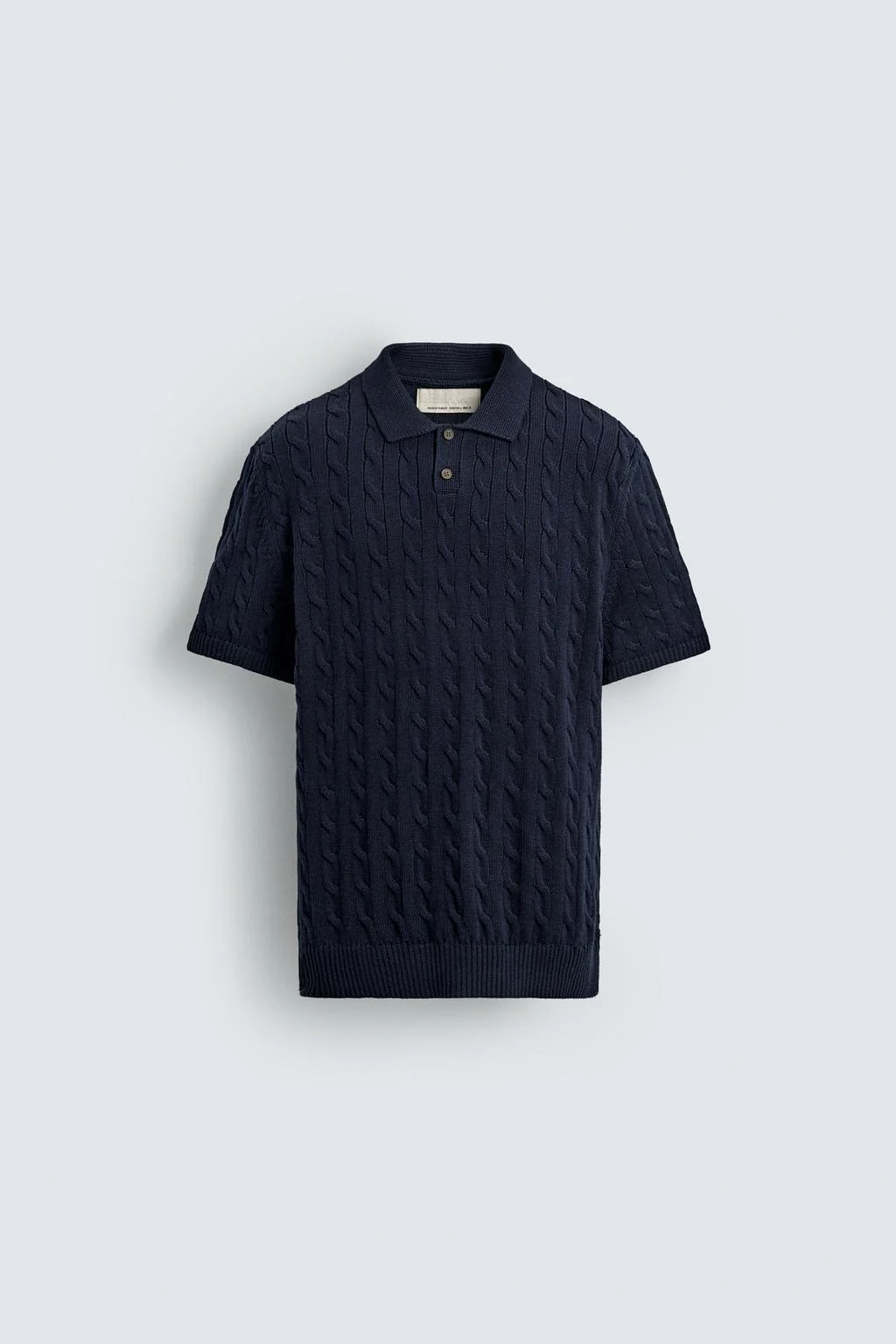 CABLE KNIT TEXTURED POLO SHIRT