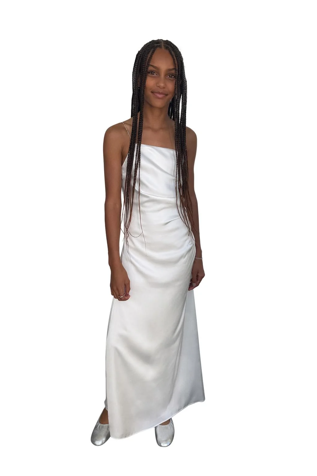SATIN ASYMMETRIC DRESS WITH RHINESTONE STRAPS — PRE-TEEN | THE EVENT DRESSES EDIT