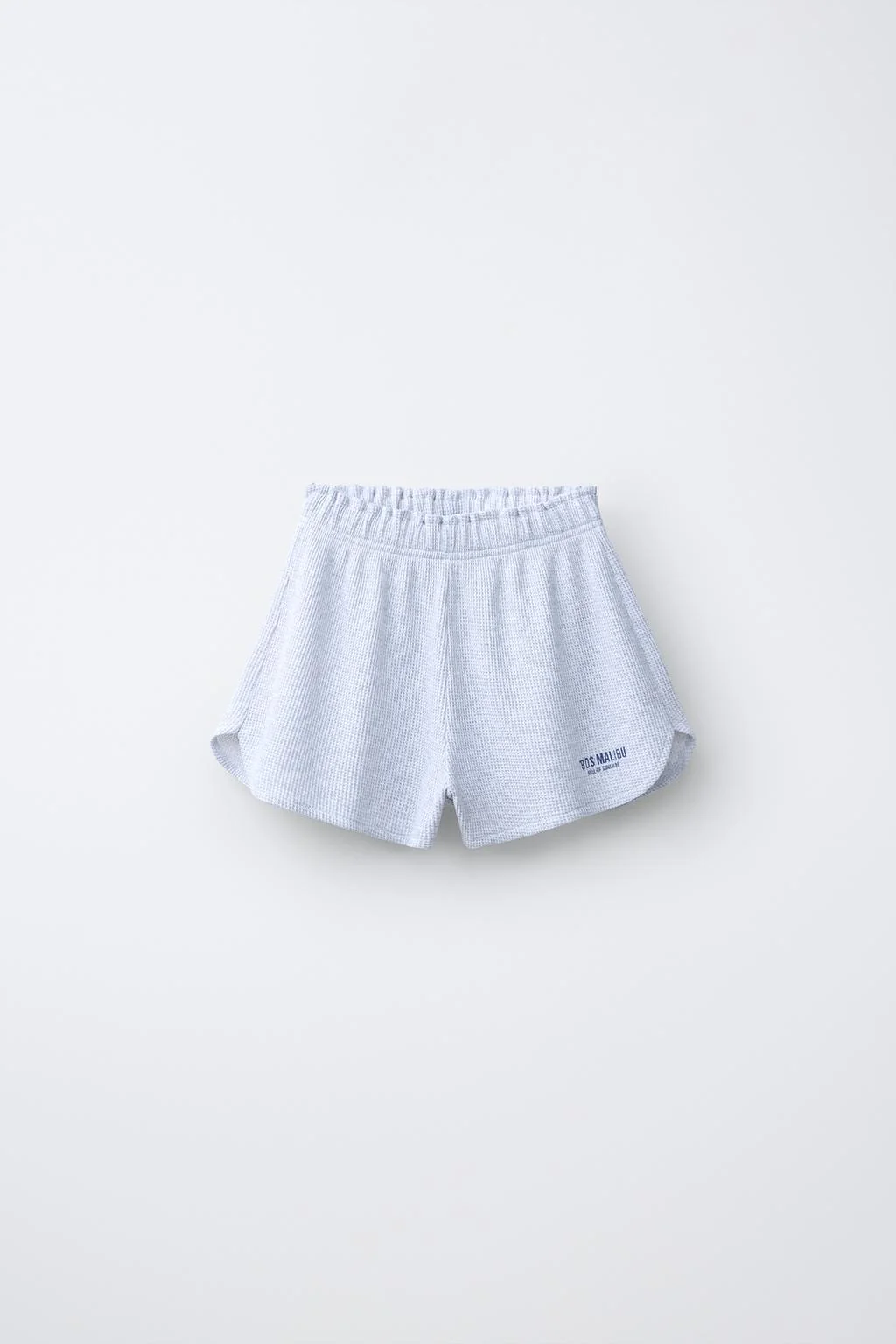 WAFFLE-KNIT BERMUDA SHORTS WITH SLOGAN PRINT