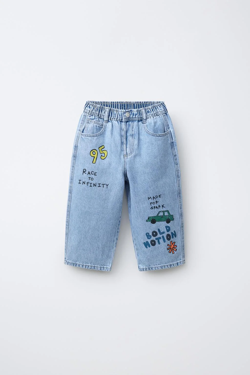 Принтованные зауженные мешковатые джинсы — Джинсы