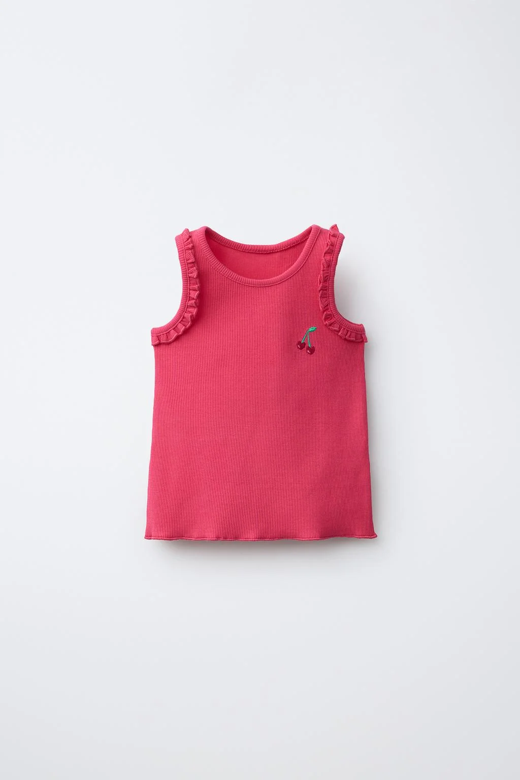 EMBROIDERED RIB SLEEVELESS T-SHIRT