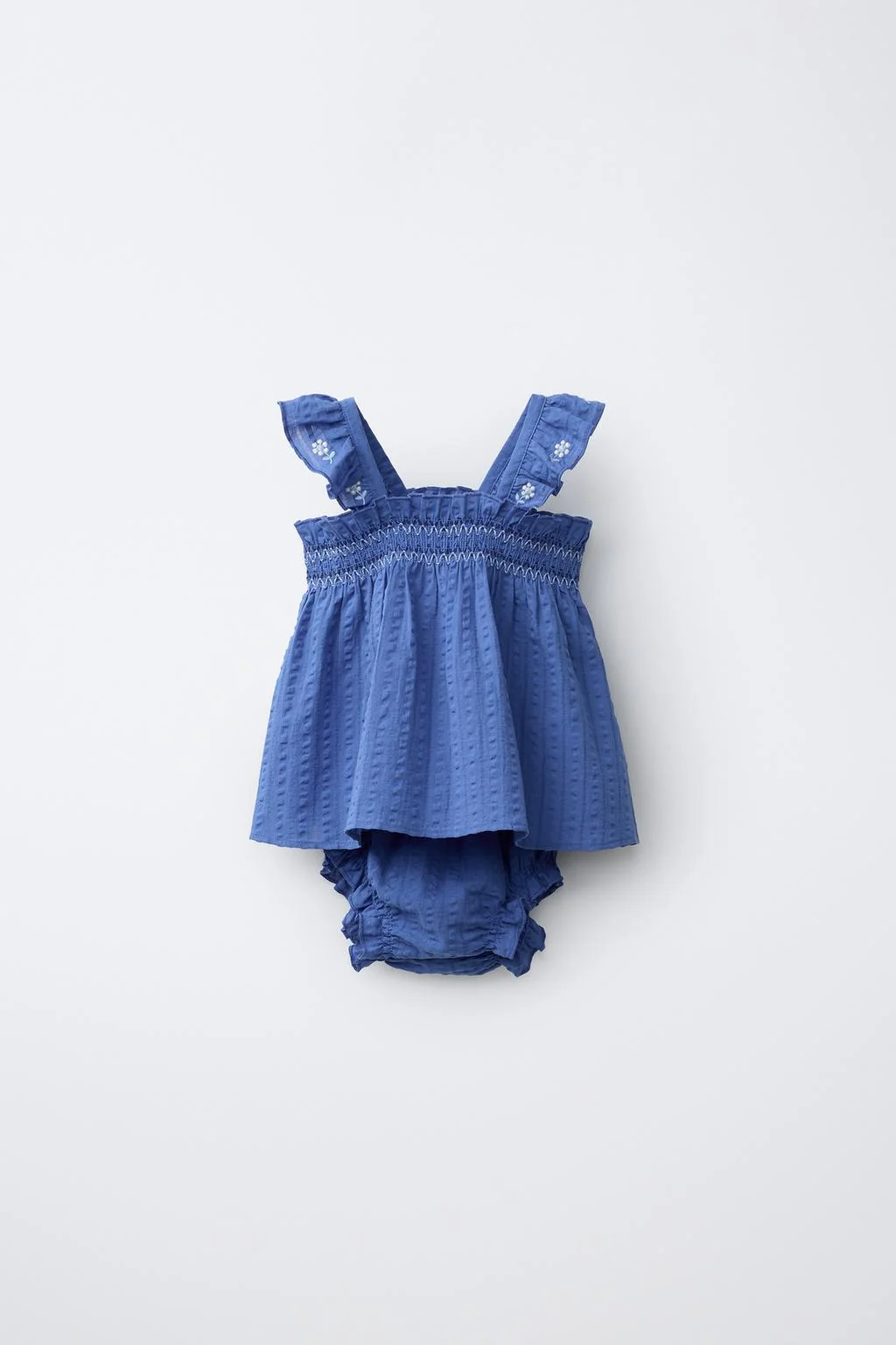 EMBROIDERED FLORAL BLOUSE AND BRIEFS SET