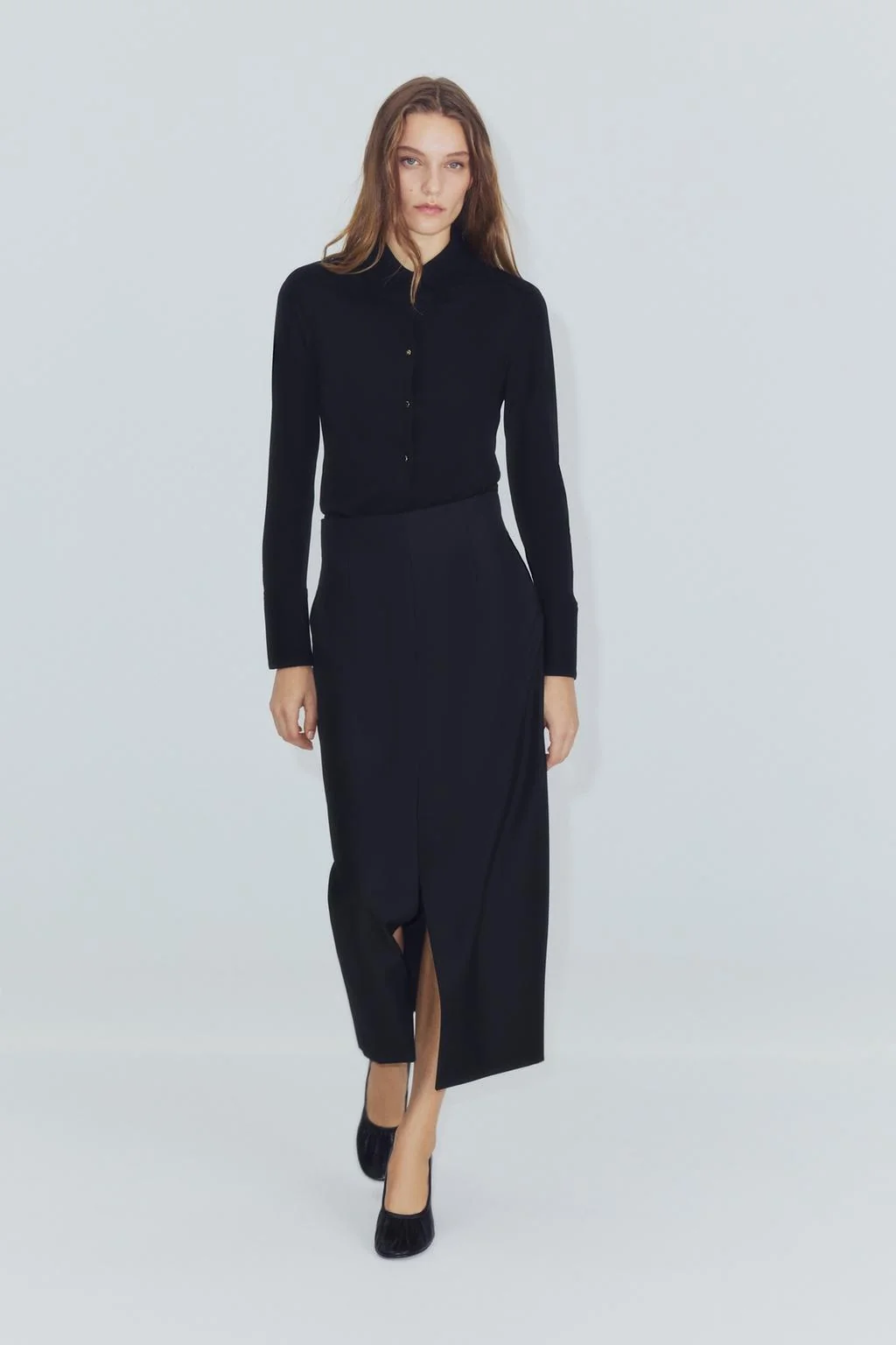 Рубашка с золотыми пуговицами ZW COLLECTION