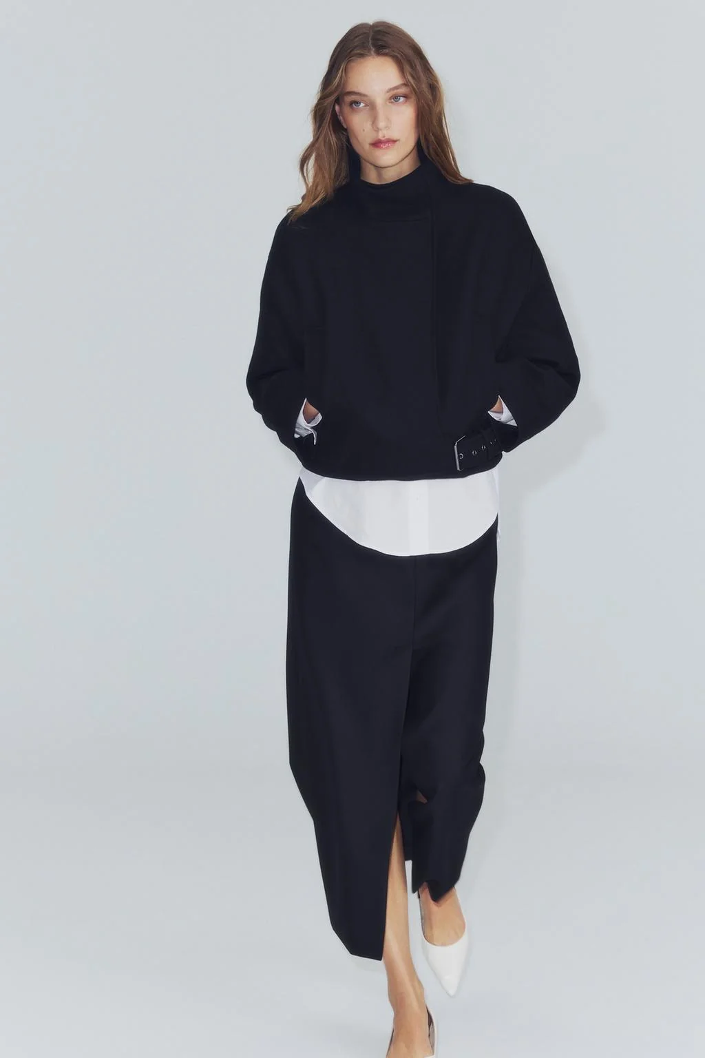 ZW COLLECTION пальто из шерстяной смеси с пряжкой
