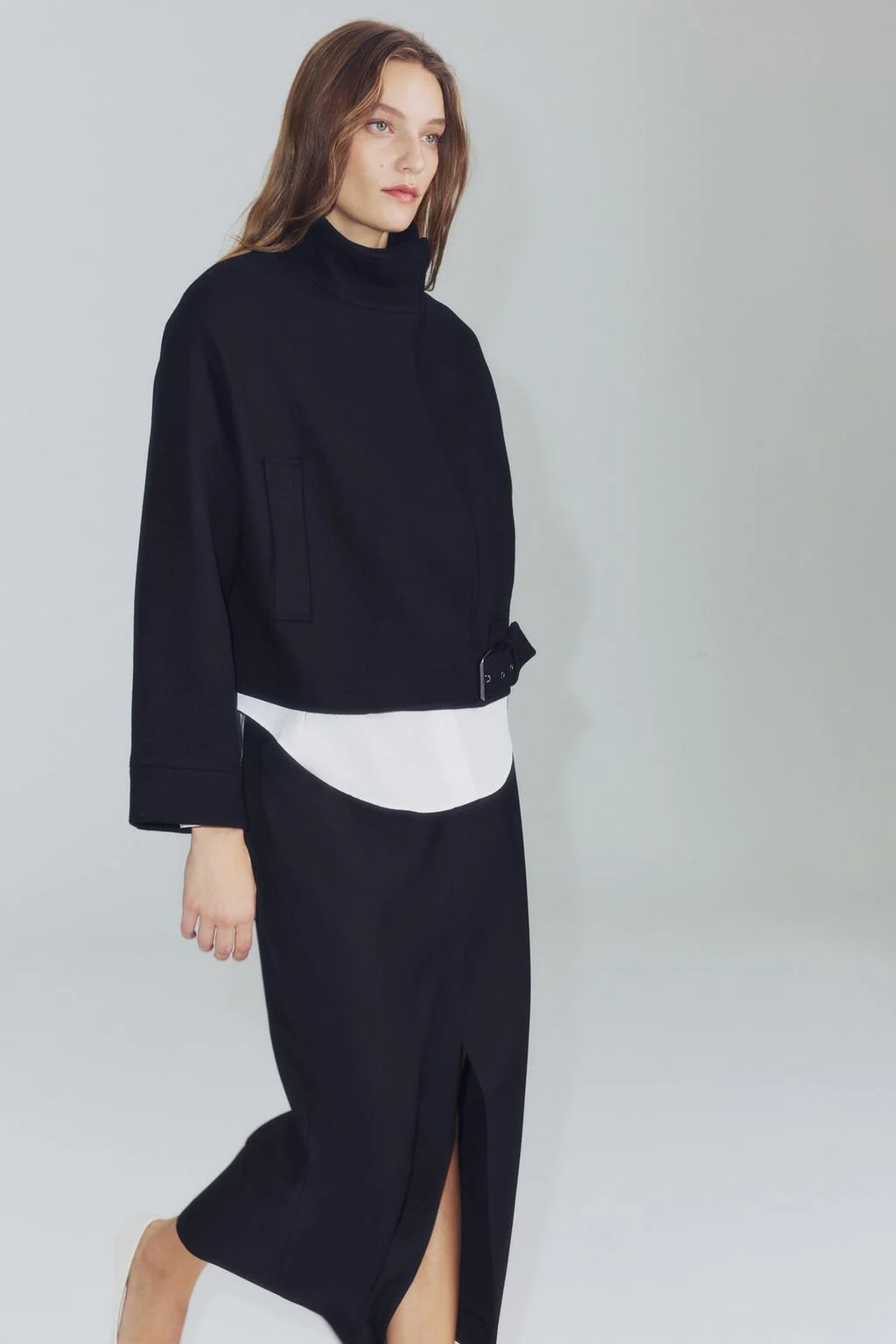 ZW COLLECTION пальто из шерстяной смеси с пряжкой