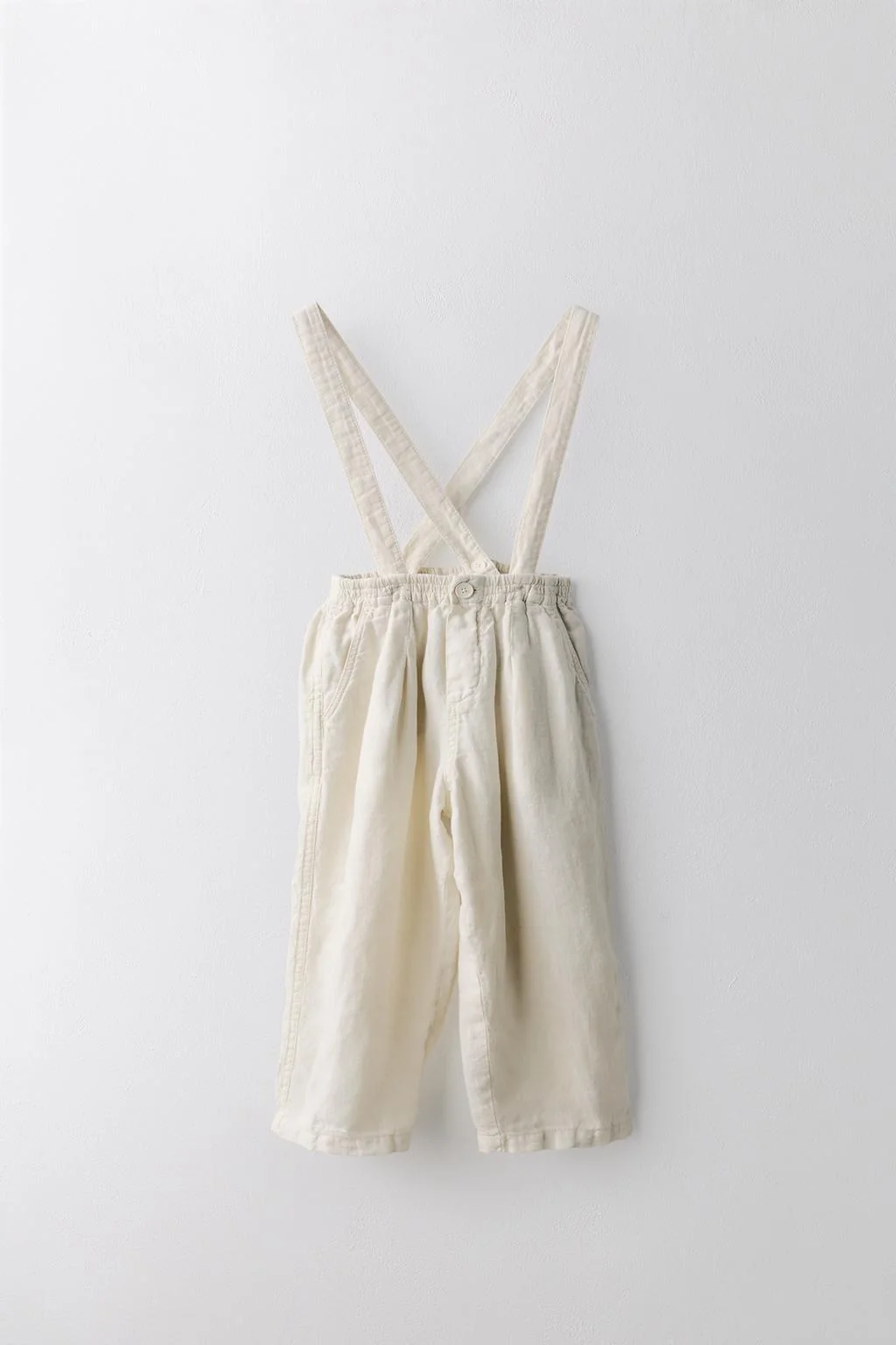 Брюки из 100% льна с отстегивающимися лямками, лимитированная серия, 2-5 лет — Однотонные