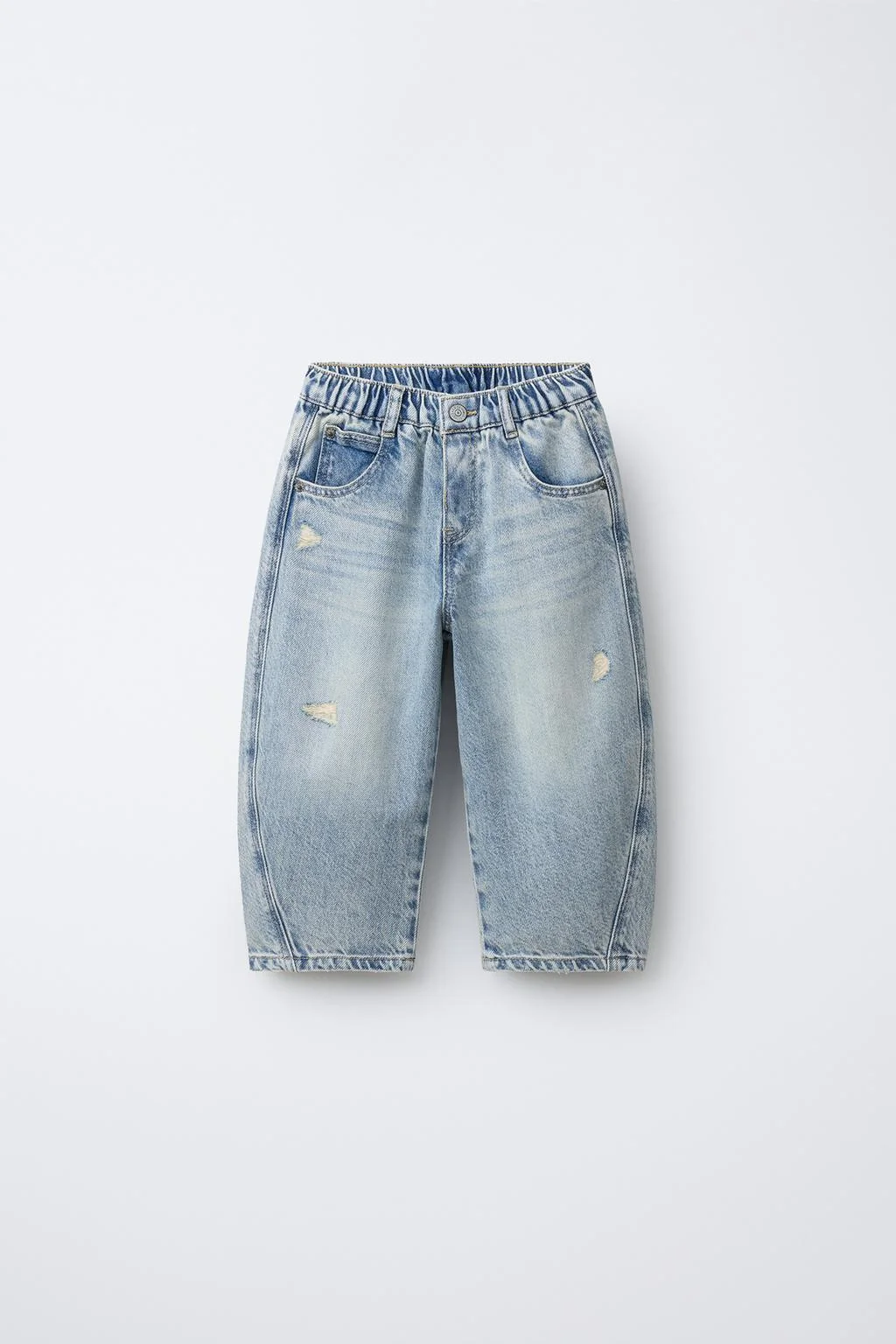 Джинсы бочонок с потёртостями — Джинсы