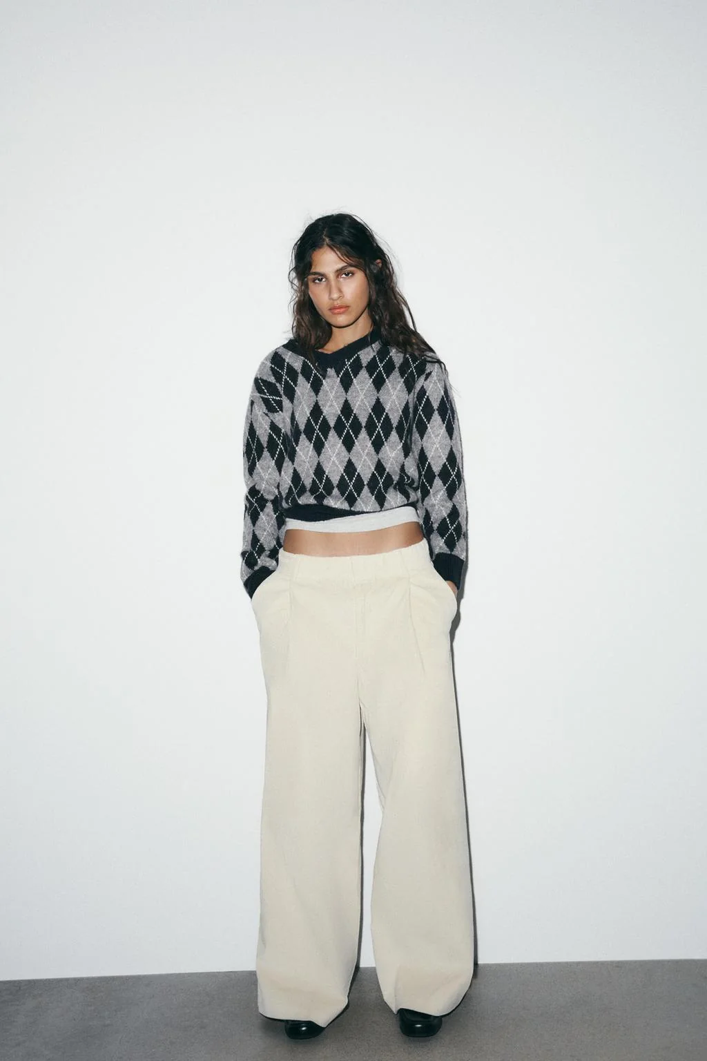 CORDUROY TROUSERS WITH POCKETS — WHITE