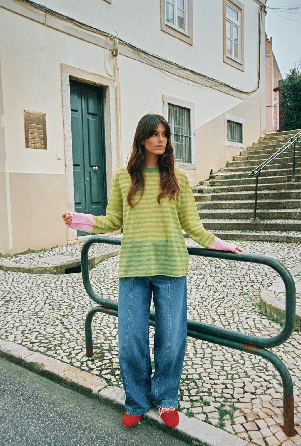 Трикотажный свитер в полоску