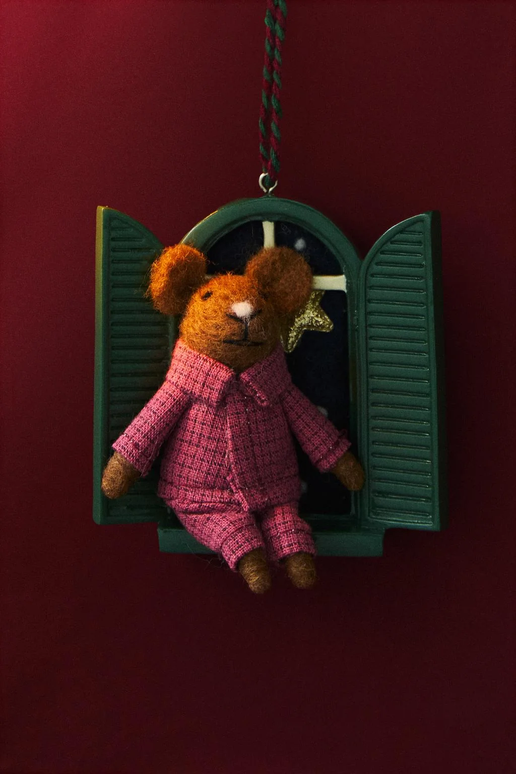 Елочная игрушка на окно Christmas Mouse