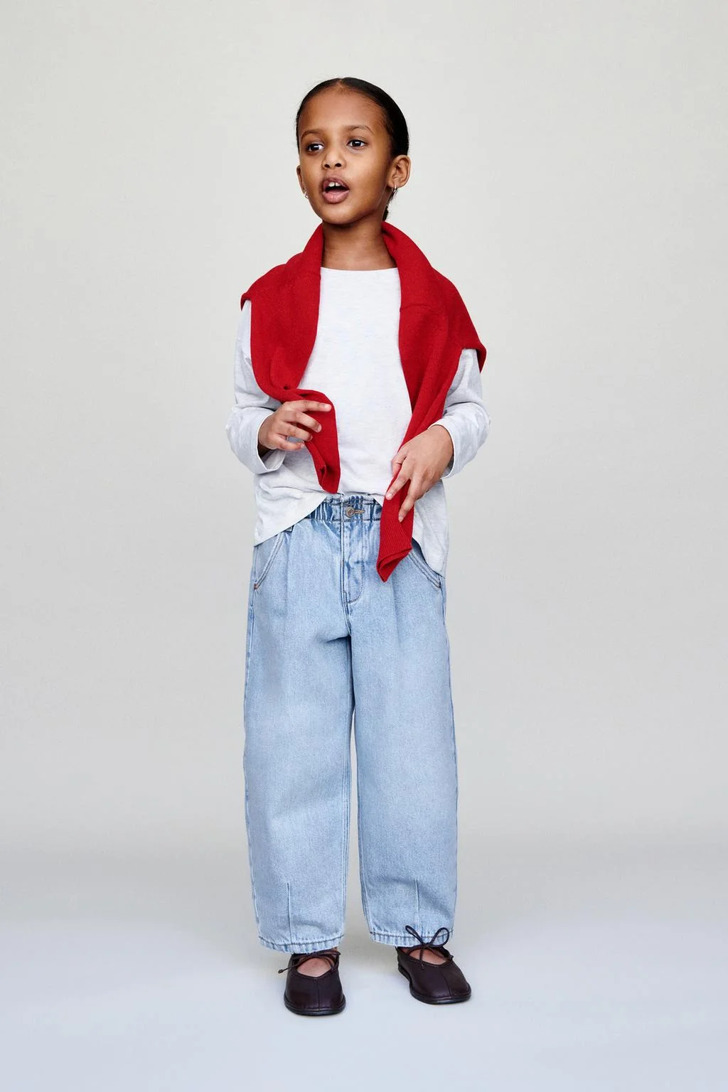 Джинсы мешковатые с поясом-кулиской — Свободный крой