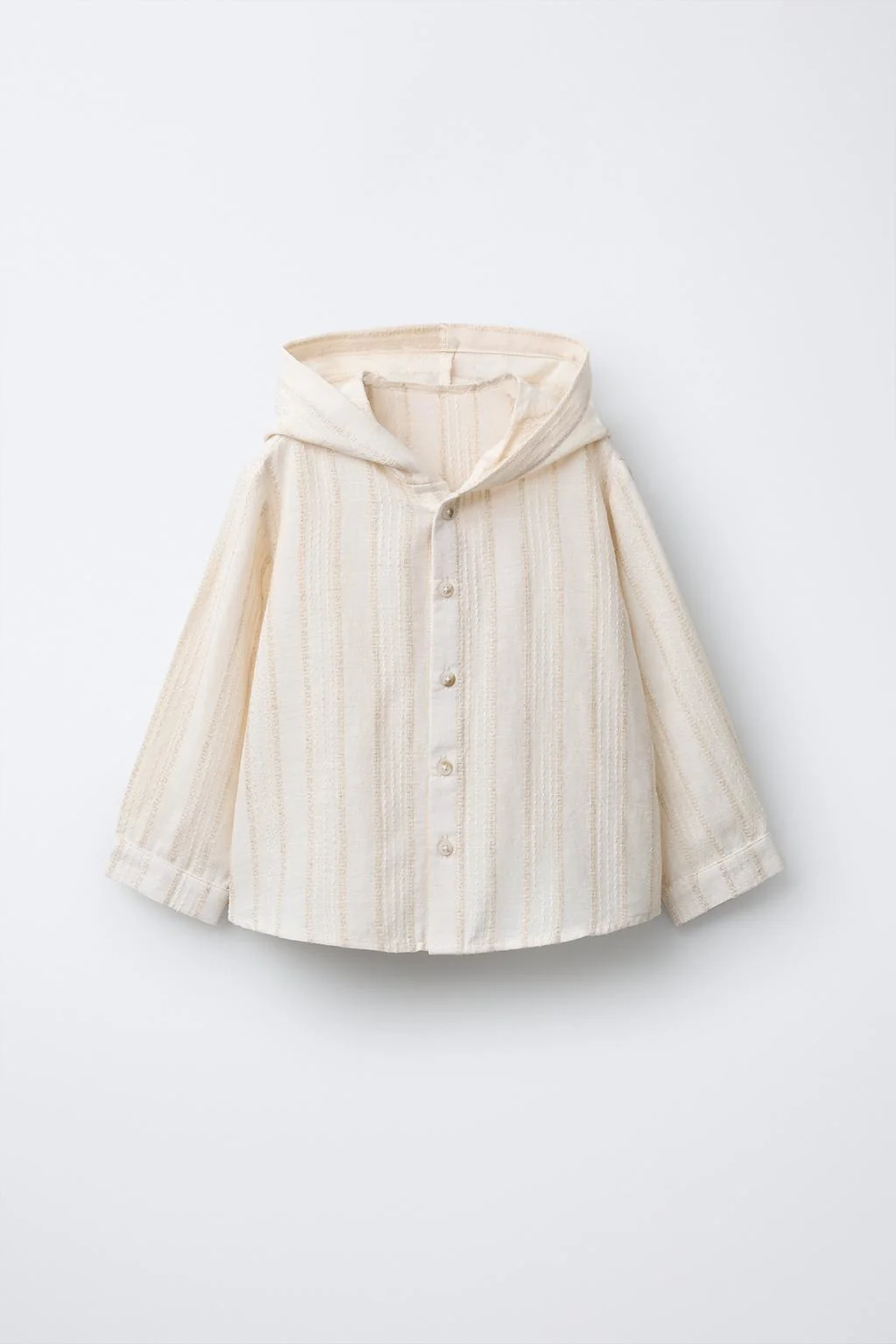 HOODED STRIPED TEXTURED SHIRT