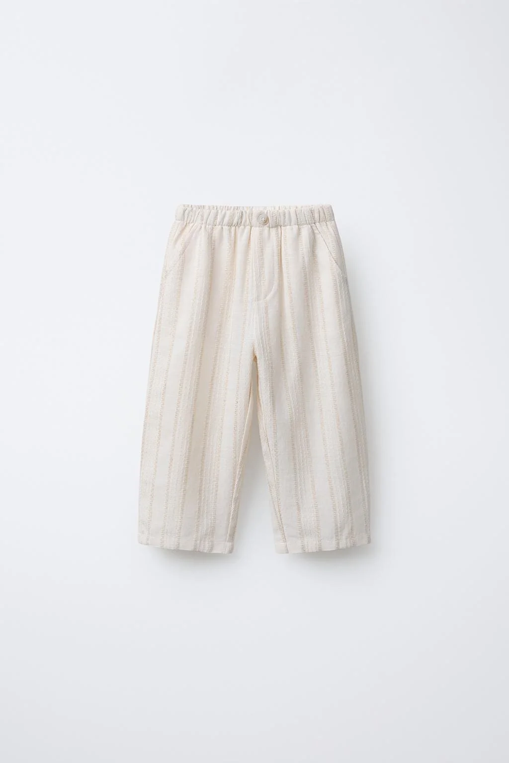 STRAIGHT TEXTURED STRIPED TROUSERS