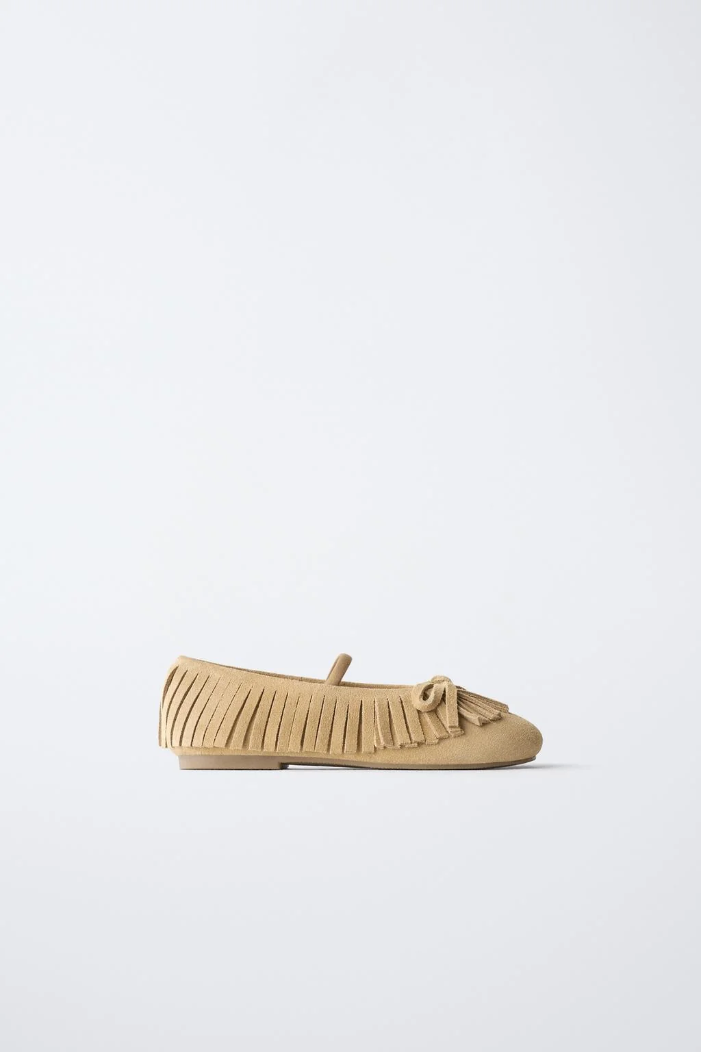 Кожаные балетки с бахромой
