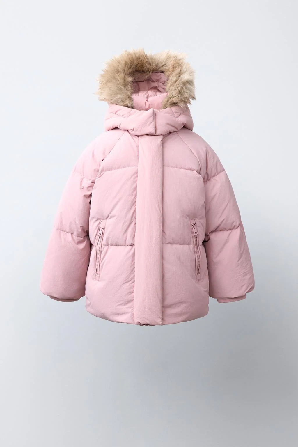 Куртка из 50% пера и 50% пуха с отстегивающимся капюшоном из искусственного меха, водоотталкивающая, с термоизоляцией